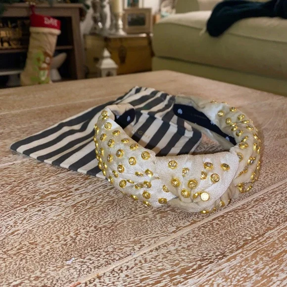 Lele Sadoughi Victoria ivory crystal knot headband  display picture 2